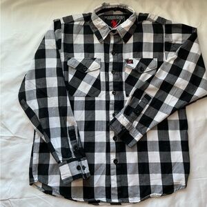 Milwaukee Leather Flannel Black & White Plaid Button Down Shirt Men’s size Med